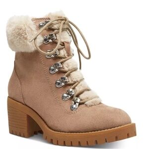 Steve Madden MADDEN GIRL Hidde Faux-Fur Hiker Booties LIKE NEW SZ 8